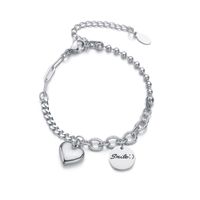 Simple Heart Letter Round Card Stainless Steel Bracelet main image 6