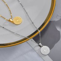 Simple Style Five-pointed Star Round Brand Head Necklace main image 1