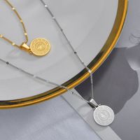 Simple Style Five-pointed Star Round Brand Head Necklace main image 2