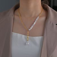 Korean Pearl Tassel Y-shaped Pendant Necklace main image 1