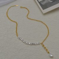 Korean Pearl Tassel Y-shaped Pendant Necklace main image 3