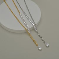 Korean Pearl Tassel Y-shaped Pendant Necklace main image 4