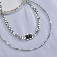 Retro Black Gem Double Necklace main image 4