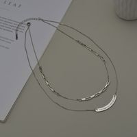 Korean Curved Brand Double Layered Necklace main image 4