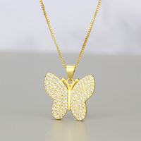 Collier Simple Pendentif En Cuivre Zirconium Papillon Plein De Diamants main image 2