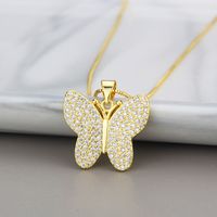 Collier Simple Pendentif En Cuivre Zirconium Papillon Plein De Diamants main image 4