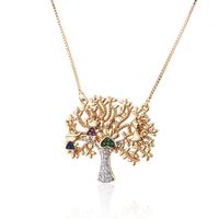 Simple Two-color Diamond Tree-shaped Copper Pendant Necklace main image 5