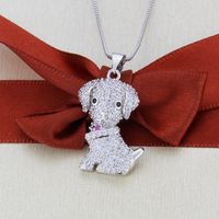 Pendentif Collier Chien Simple En Cuivre Plein De Diamants main image 4