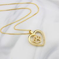 Simple Heart-shaped Inlaid Zirconium Pendant Copper Necklace main image 3