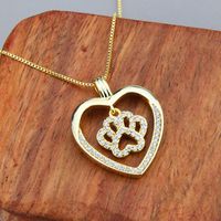 Simple Heart-shaped Inlaid Zirconium Pendant Copper Necklace main image 4