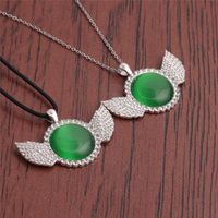 Fashion Diamond Opal Wing Pendant Necklace main image 5