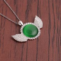 Fashion Diamond Opal Wing Pendant Necklace main image 4
