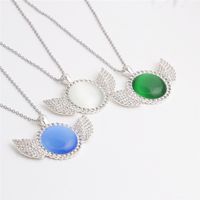 Fashion Diamond Opal Wing Pendant Necklace main image 3
