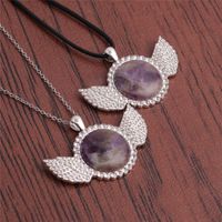 Fashion  Amethyst Diamond Wing Pendant Necklace main image 3