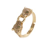 Simple Copper Zircon Panther Head Opening Adjustable Ring main image 1