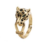 Simple Copper Zircon Panther Head Opening Adjustable Ring main image 4