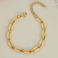 Trend Personality Simple Stainless Steel Plated 14k Gold Bracelet sku image 10