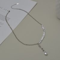 Korean Pearl Tassel Y-shaped Pendant Necklace sku image 1