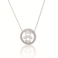 Colgante De Collar Hueco De Cobre Con Figura Circular De Diamantes De Imitación Simple sku image 3