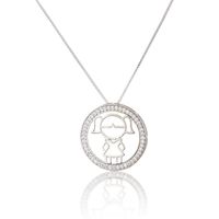 Colgante De Collar Hueco De Cobre Con Figura Circular De Diamantes De Imitación Simple sku image 4