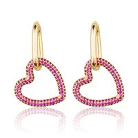 Fashion Color Zirconium Heart-shaped Earrings sku image 3