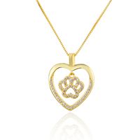 Simple Heart-shaped Inlaid Zirconium Pendant Copper Necklace sku image 1