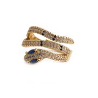 Fashion Color Inlaid Zircon Snake Opening Adjustable Ring sku image 3