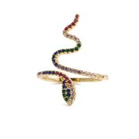 Fashion Color Inlaid Zircon Snake Opening Adjustable Ring sku image 2