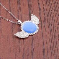 Fashion Diamond Opal Wing Pendant Necklace sku image 5