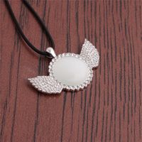Fashion Diamond Opal Wing Pendant Necklace sku image 1