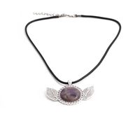 Fashion  Amethyst Diamond Wing Pendant Necklace sku image 3