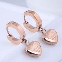 Simple Peach Heart Titanium Steel Earrings Wholesale main image 1