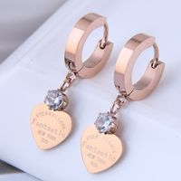 Fashion Titanium Steel Peach Heart Earrings Wholesale sku image 1