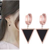 Fashion Titanium Steel Black Triangle Stud Earrings main image 3