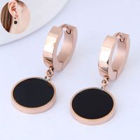 Korean Fashion Titanium Steel Black Round Cake Earrings main image 1