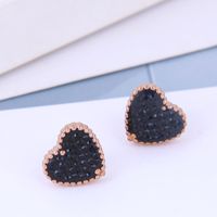 Korean Fashion Titanium Steel Heart Diamond Earrings main image 3