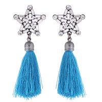 Fashion Metal Bright Five-pointed Star Tassel Earrings main image 3