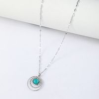 Hip-hop Retro Ethnic Turquoise Stainless Steel Necklace main image 2