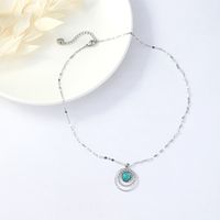 Hip-hop Retro Ethnic Turquoise Stainless Steel Necklace main image 3