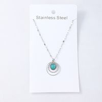 Hip-hop Retro Ethnic Turquoise Stainless Steel Necklace main image 4