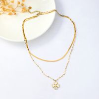Simple Golden Shell Flower Pendant Multi-layered Necklace main image 1
