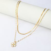 Simple Golden Shell Flower Pendant Multi-layered Necklace main image 4