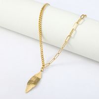 Fashion Leaf Pendant Stainless Steel Necklace main image 2