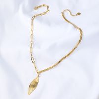 Fashion Leaf Pendant Stainless Steel Necklace main image 4