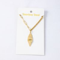 Fashion Leaf Pendant Stainless Steel Necklace main image 5
