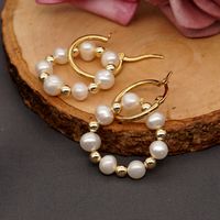 Baroque Pearl Beads Circle Earrings main image 2