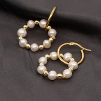 Baroque Pearl Beads Circle Earrings main image 3