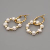 Baroque Pearl Beads Circle Earrings main image 5