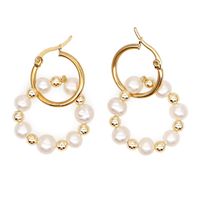 Baroque Pearl Beads Circle Earrings main image 6