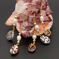 Fashion Leopard Shell Pendant Stainless Steel Pearl Earrings main image 1